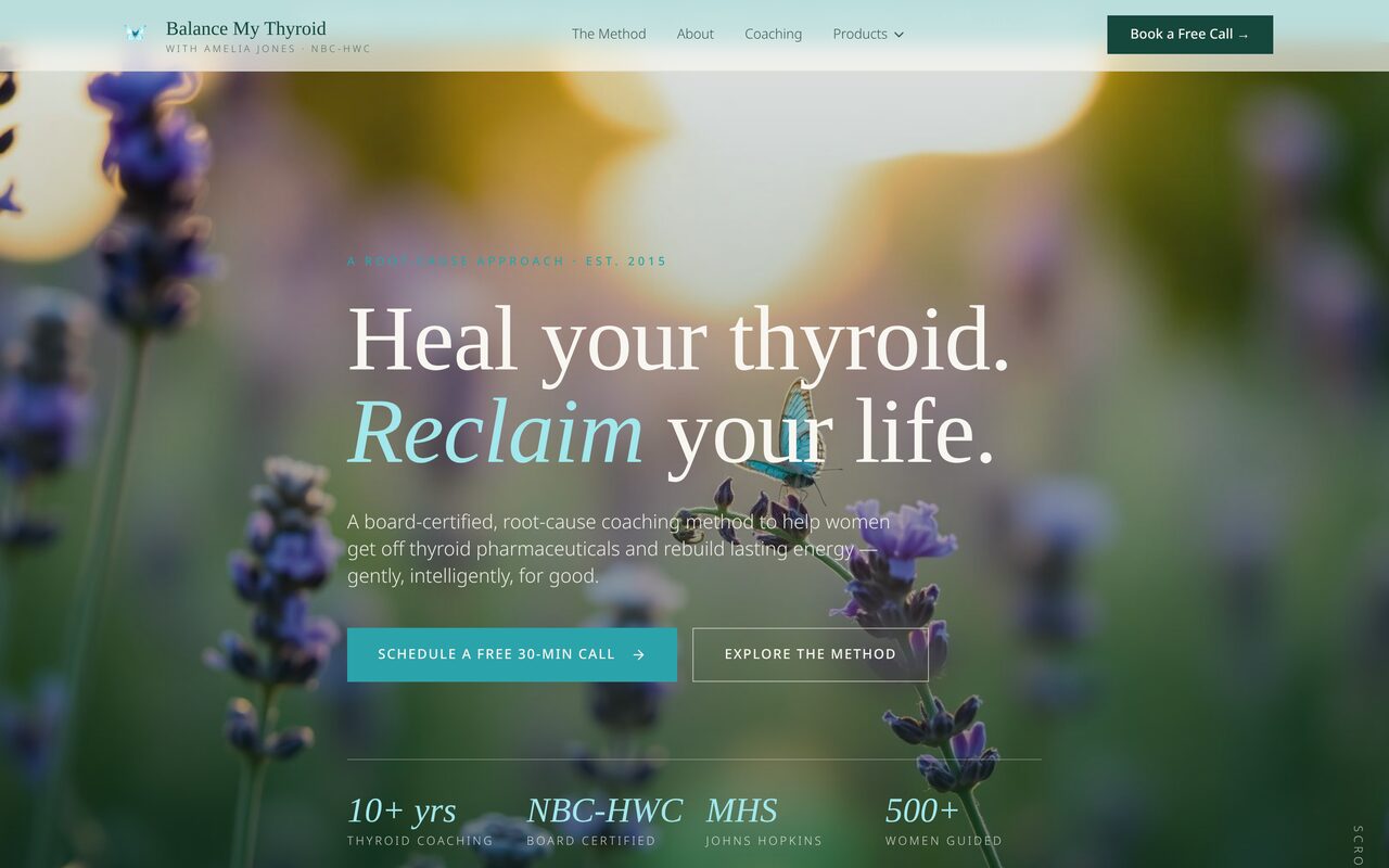 Balance My Thyroid website — root-cause thyroid coaching
